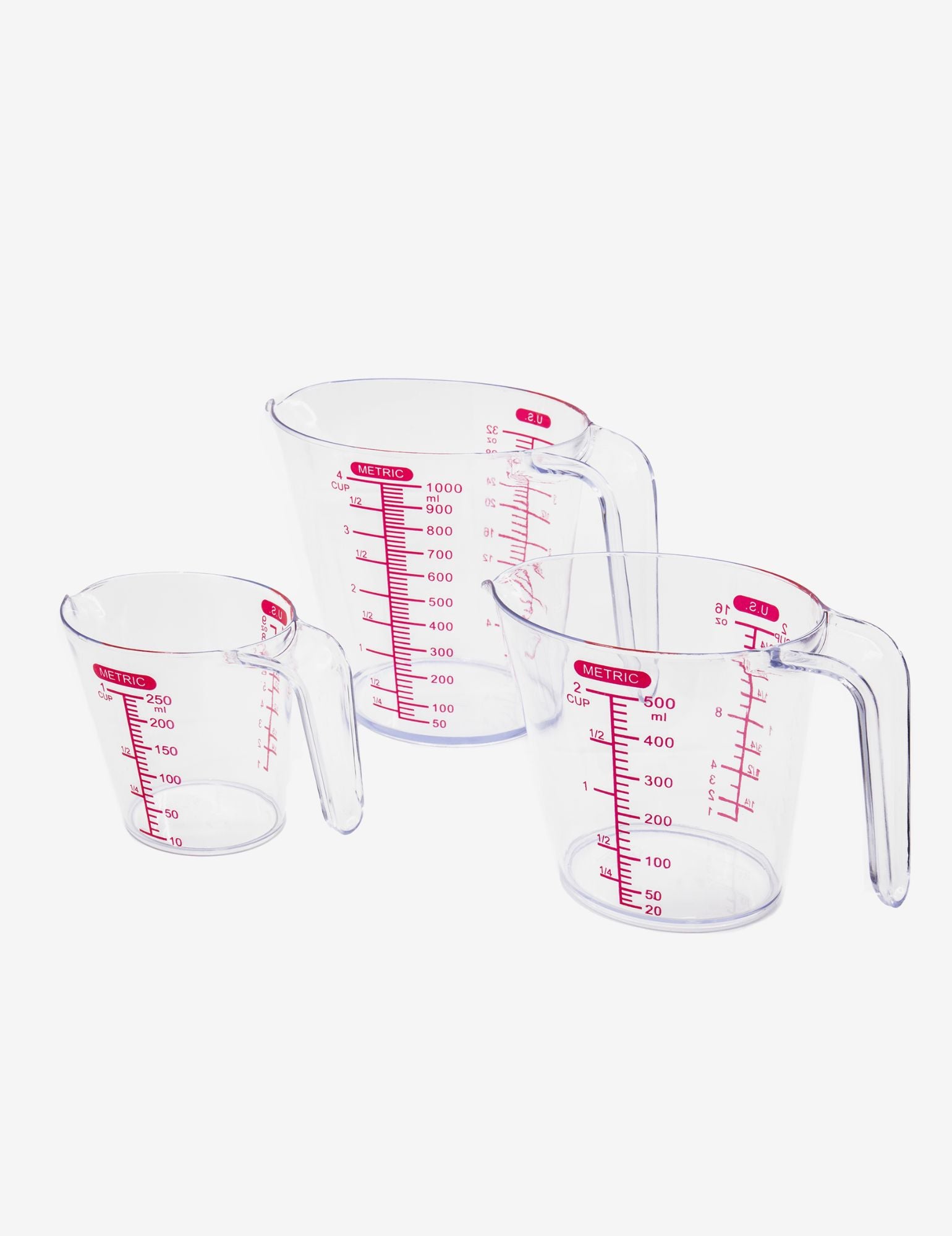 Home Basics Precise Pour 3 Piece Plastic Measuring Cup Set with Short Easy  Grip Handles, Clear, FOOD PREP