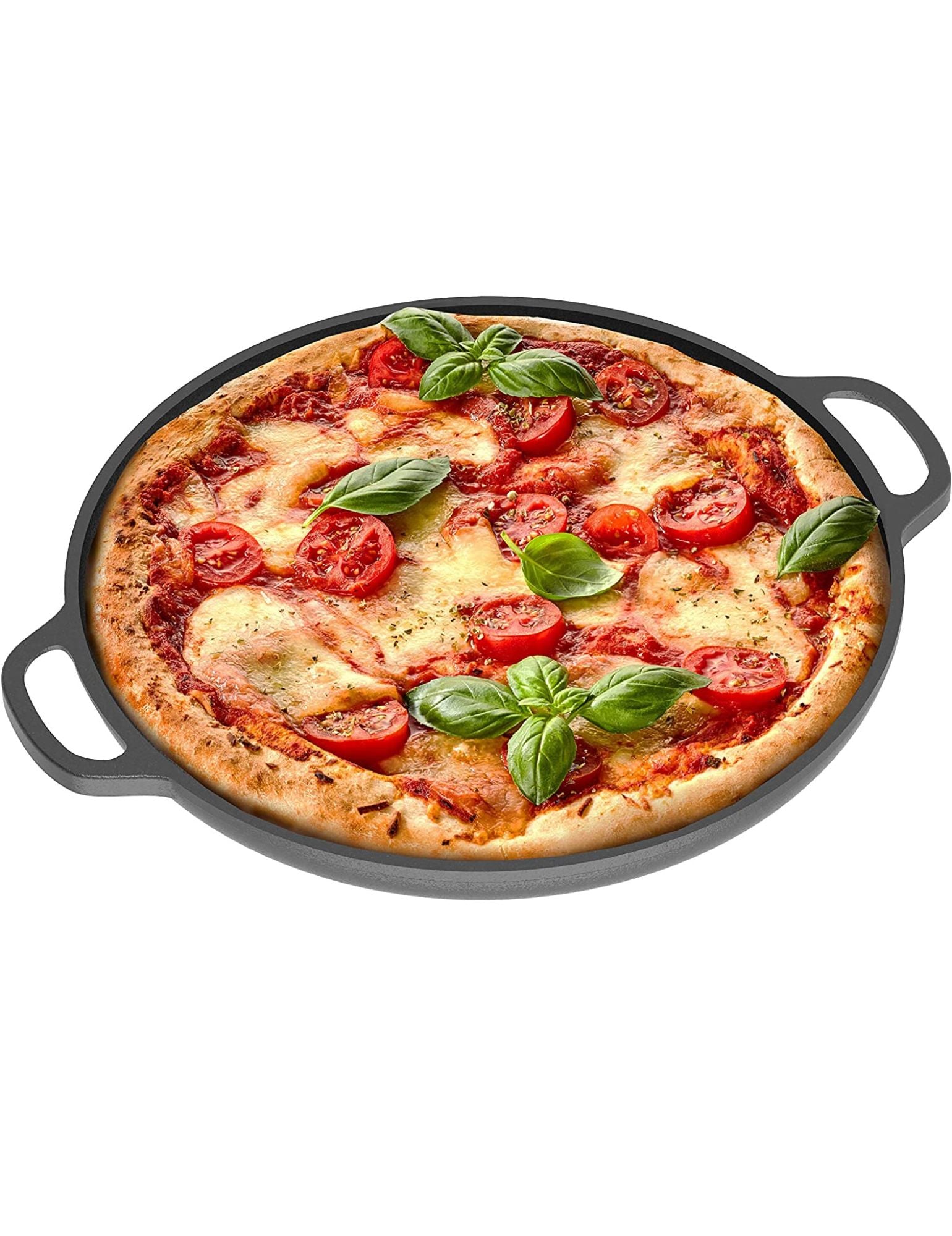 12-Inch Cast-Iron Comal Pizza Pan with a Long Handle and a Loop Handle