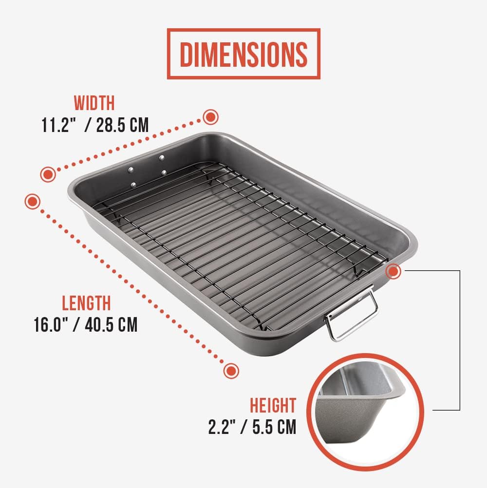 Baking Rack Cooking Rack,16 inch x 10 Inch,Nonstick Stainless Steel Wire Cooling Drying Roasting Rack for Cooking,Baking,Roasting and Grilling, Fits