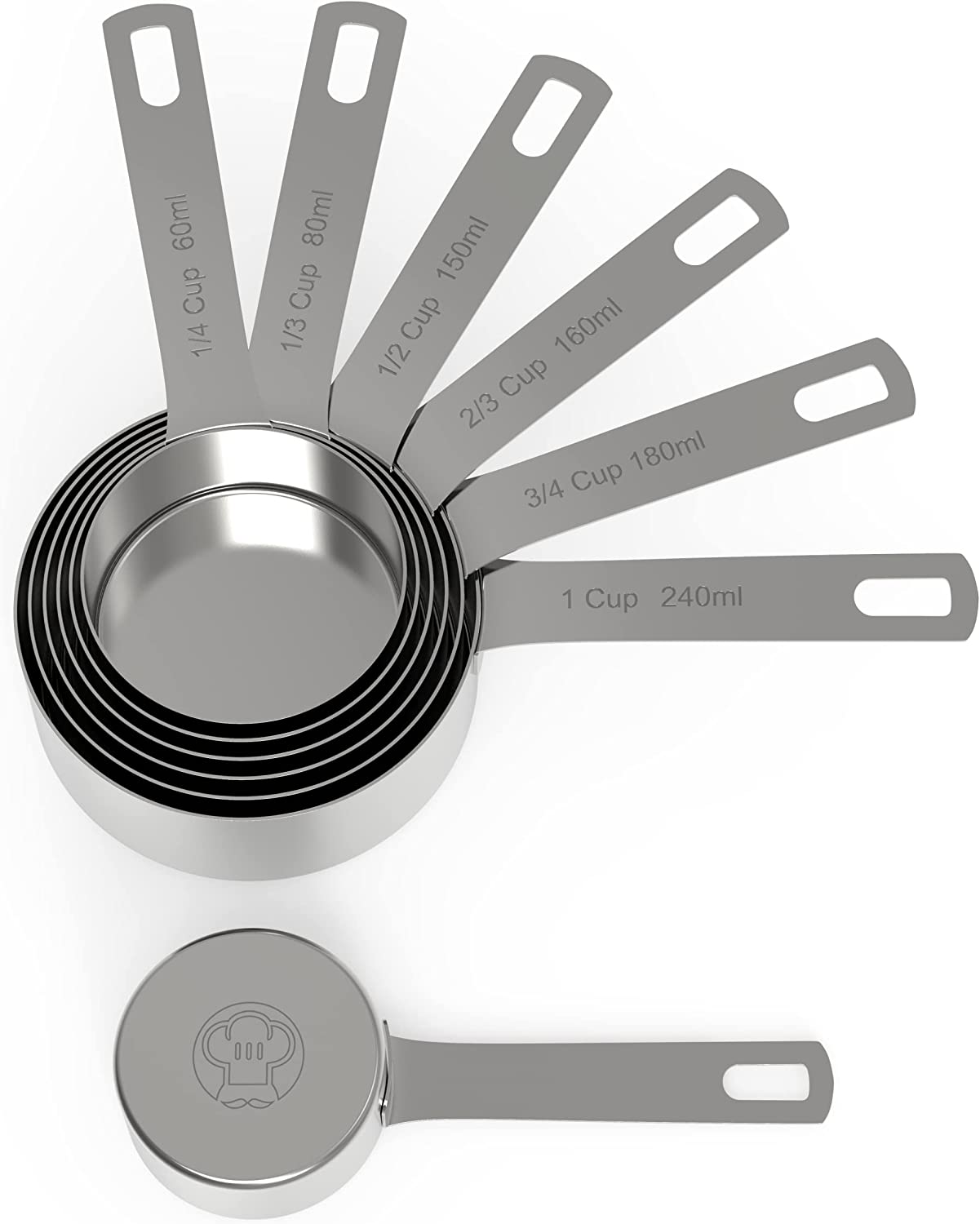Chef Measuring Spoons Heavy Duty Round Stainless Steel Metal for