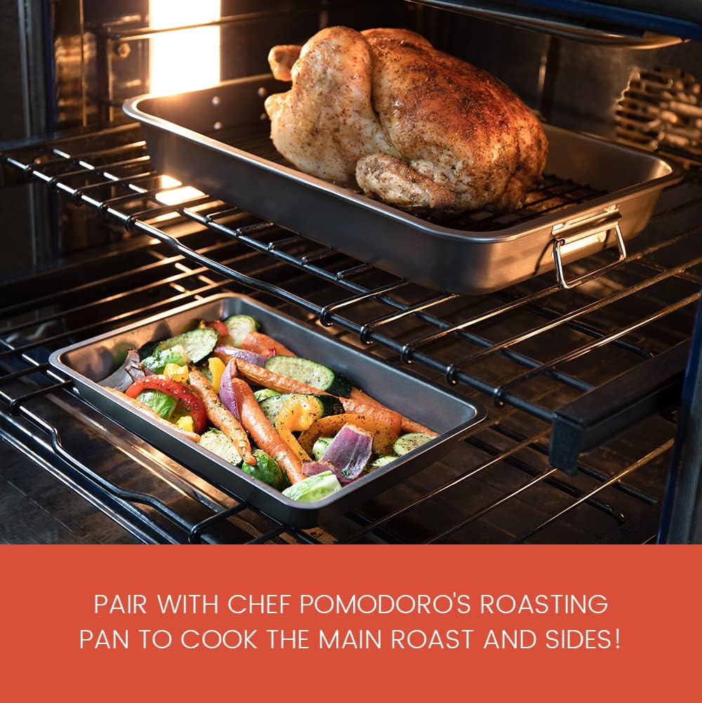 Non-Stick Carbon Steel Turkey Roasting Roaster Pan with Rack and
