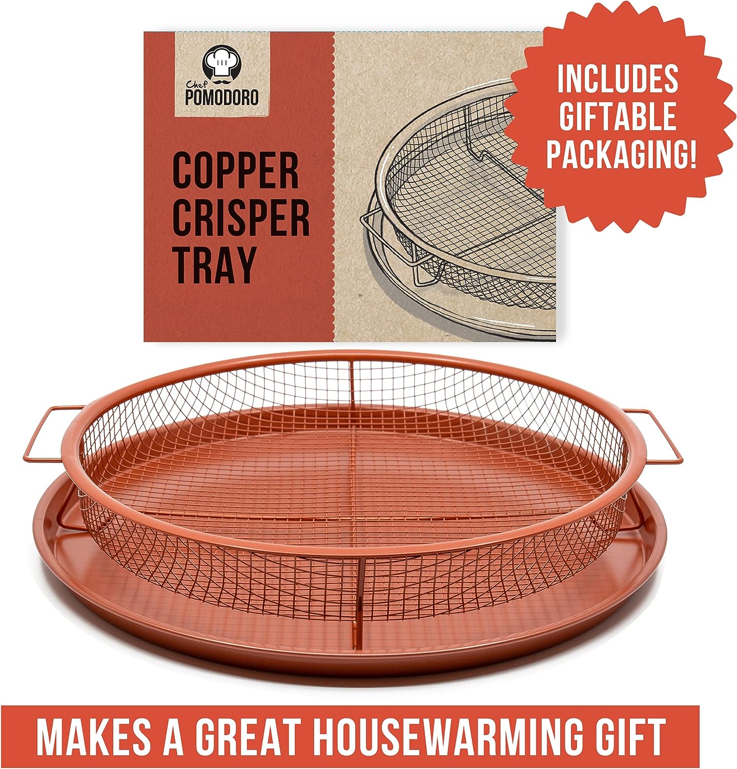 Chef Pomodoro Copper Crisper Tray, Deluxe Air Fry in Your Oven, 2-Piece Set  (Round - Large), 1 - Kroger